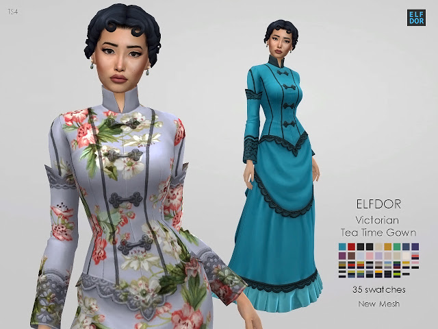 Sims 4 Victorian Tea Time Gown at Elfdor Sims