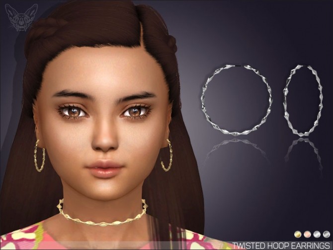 Sims 4 Twisted Hoop Earrings For Kids at Giulietta