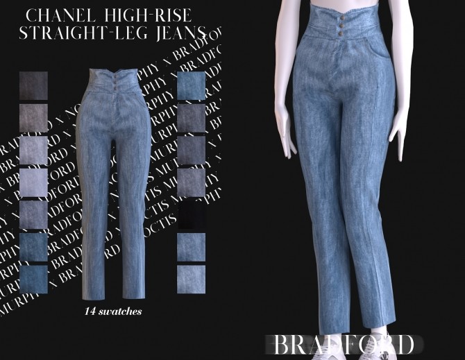 Sims 4 High Rise Straight Leg Jeans at MURPHY