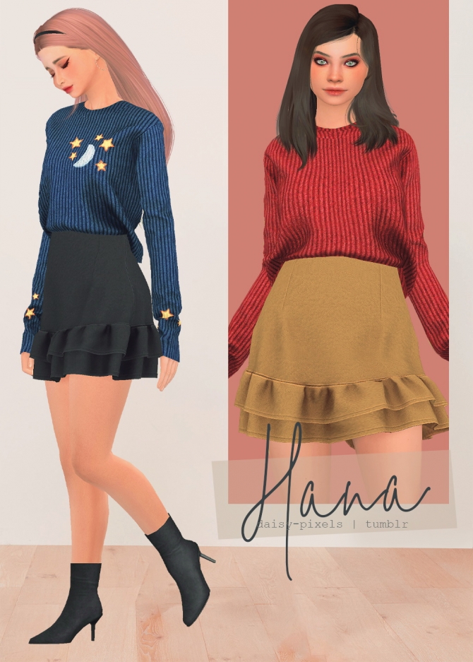 Hana Set: skirt and sweater at Daisy Pixels » Sims 4 Updates