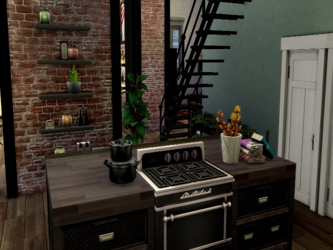 Sims 4 Industrial apartment by GenkaiHaretsu at TSR