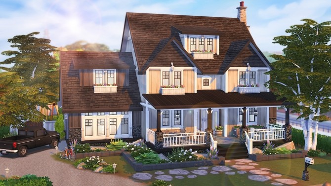 Sims 4 RUSTIC COUNTRY CRAFTSMAN FAMILY HOME at Aveline Sims