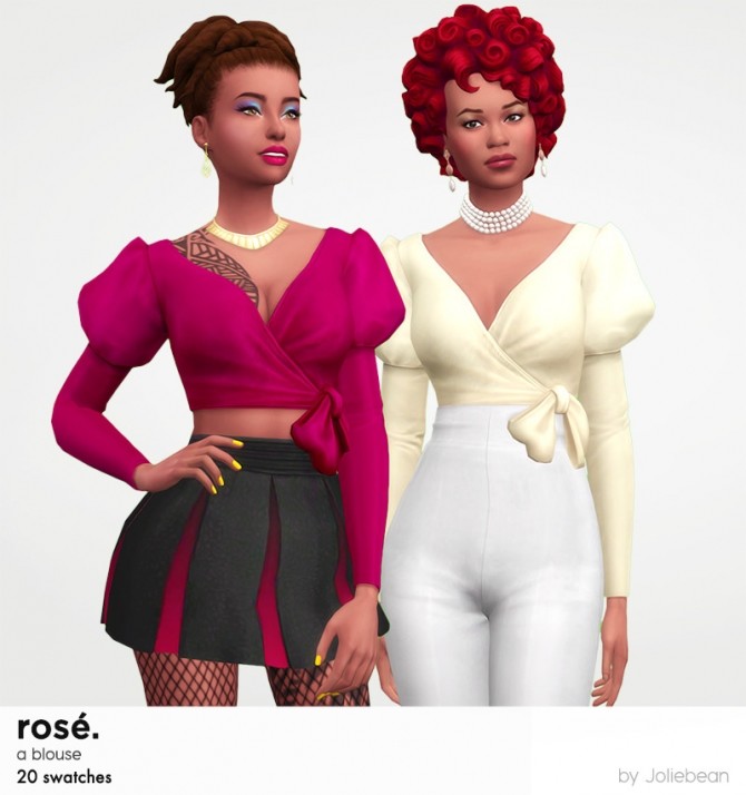 Sims 4 Rose blouse in 20 swatches at Joliebean