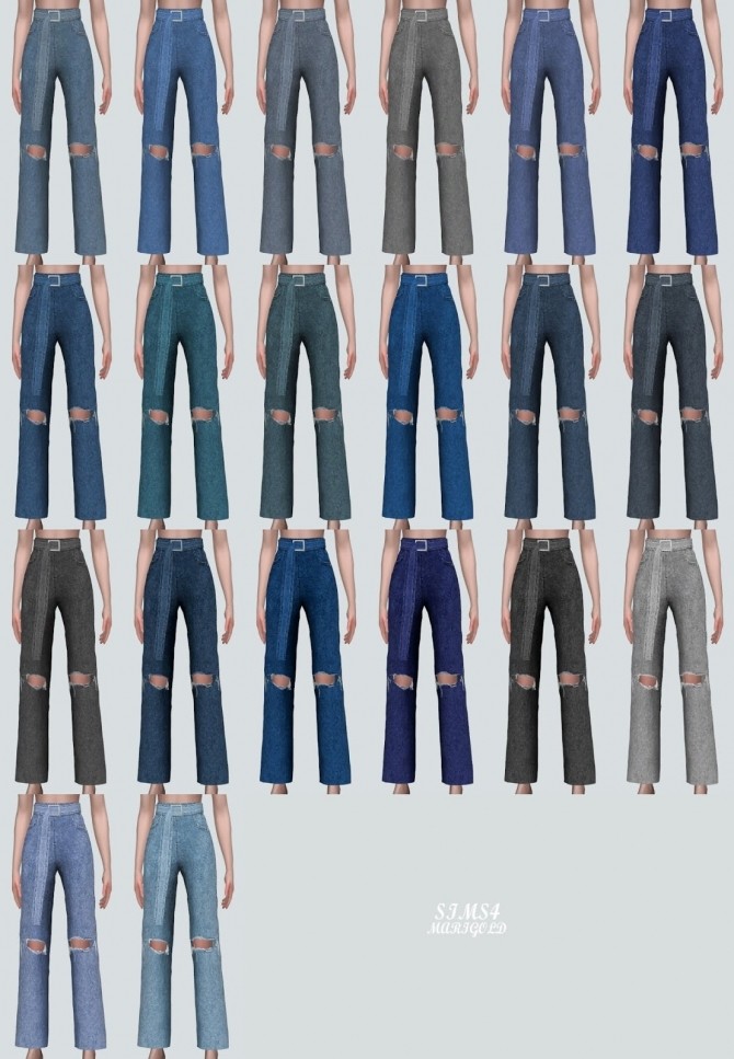 Sims 4 Love Long Belt Jeans Destroyed V at Marigold