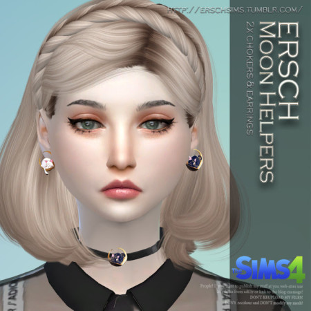 Moon Helpers Set: choker and earrings at ErSch Sims