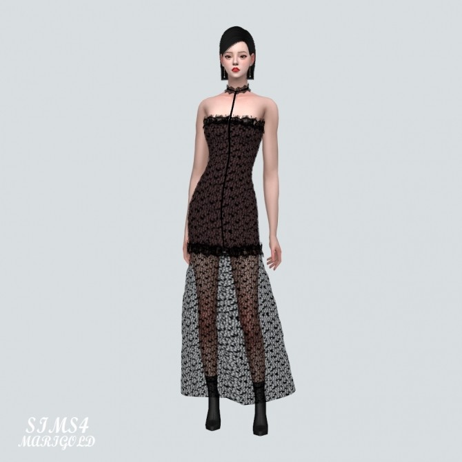 Sims 4 Lace Tube Top Long Dress at Marigold
