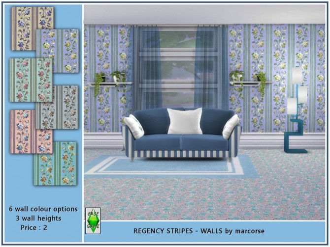 Sims 4 Regency Stripes Walls by marcorse at TSR