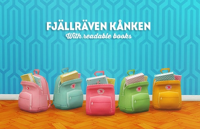 Sims 4 Simforadreams Fjällräven kånken backpack with readable books at Lina Cherie