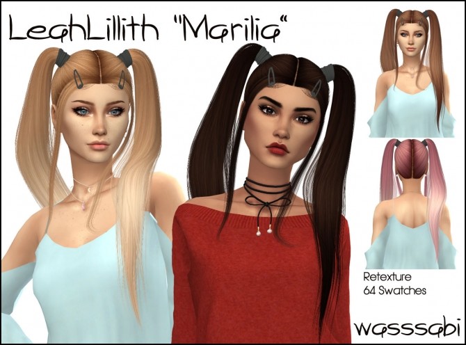 Sims 4 LeahLilliths Marilia hair retextured at Wasssabi Sims