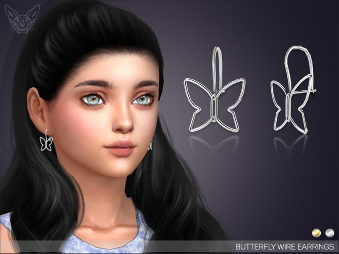 Sims 4 Butterfly Wire Earrings For Kids by feyona at TSR