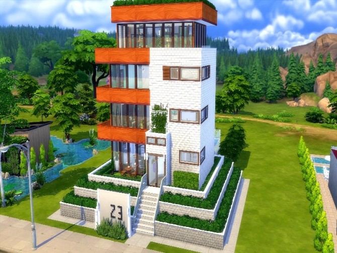 Sims 4 Modern Tower no. 23str by GenkaiHaretsu at TSR