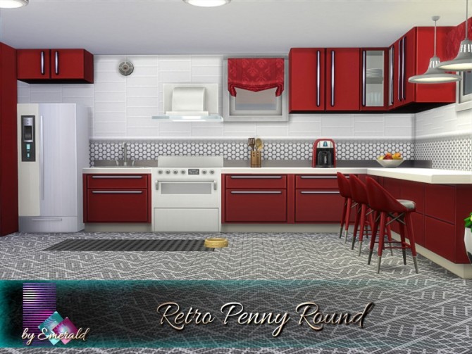 Sims 4 Retro Penny Round wall by emerald at TSR