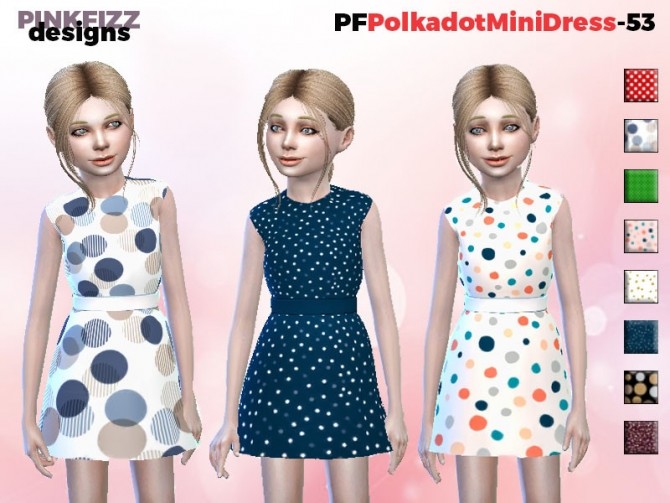 Sims 4 Polkadot Mini Dress 53 by Pinkfizzzzz at TSR