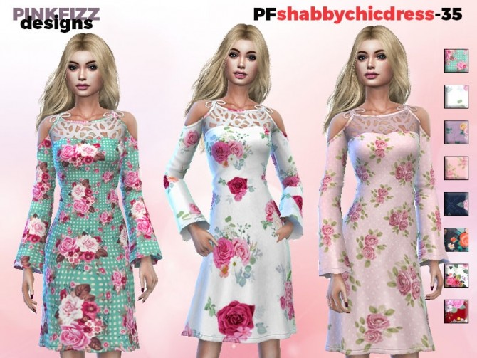 Sims 4 Shabby Chic Dress by Pinkfizzzzz at TSR