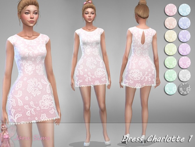 Sims 4 Dress Charlotte 1 by Jaru Sims at TSR