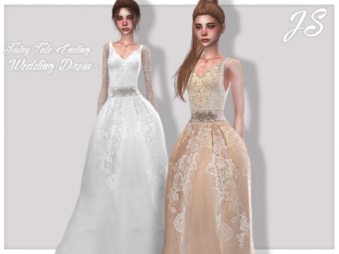 Sims 4 Fairy Tale Ending Wedding Dress by JavaSims at TSR