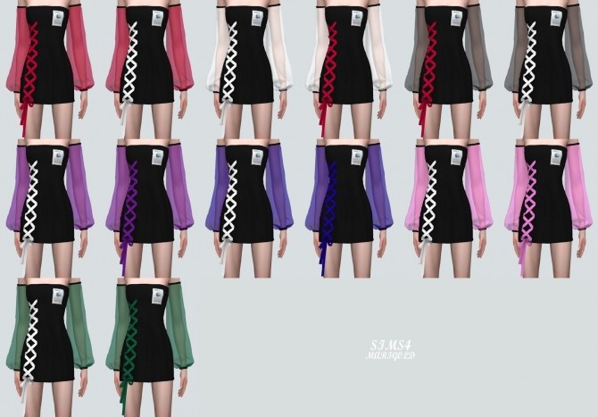 Sims 4 Point Ribbon Off Shoulder Mini Dress at Marigold