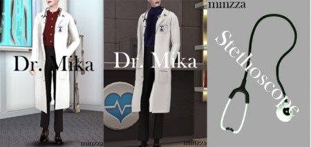 Dr. Mika white lab coat with stethoscope at MINZZA