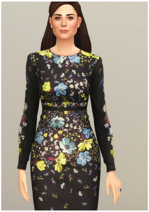 Sims 4 Evita Lilly Collage Dress at Rusty Nail