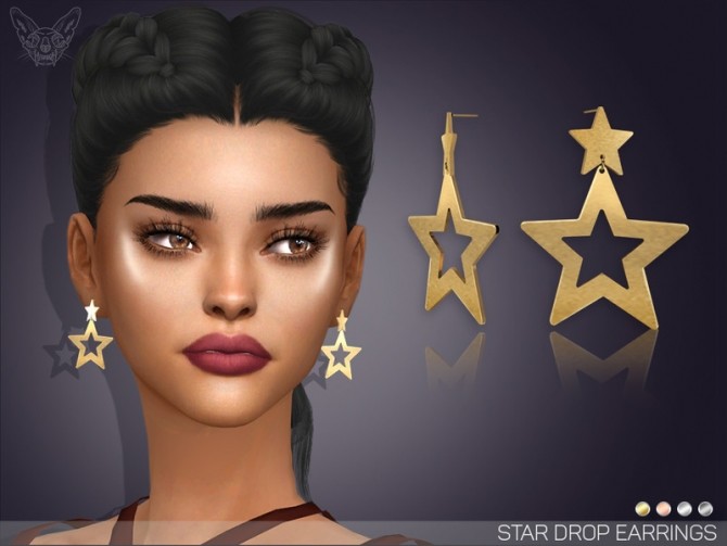 Sims 4 Star Drop Earrings by feyona at TSR