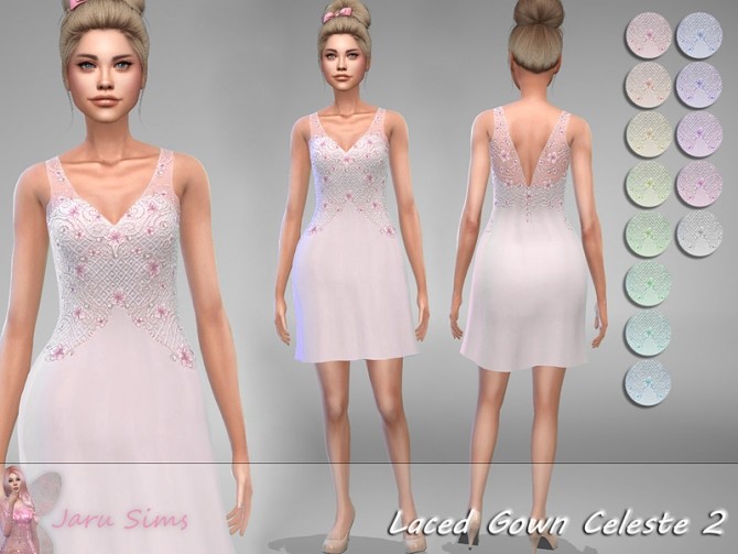 Sims 4 Laced Gown Celeste 2 by Jaru Sims at TSR