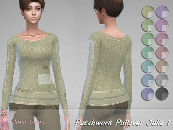 Sims 4 Patchwork Pullover Julie 1 by Jaru Sims at TSR