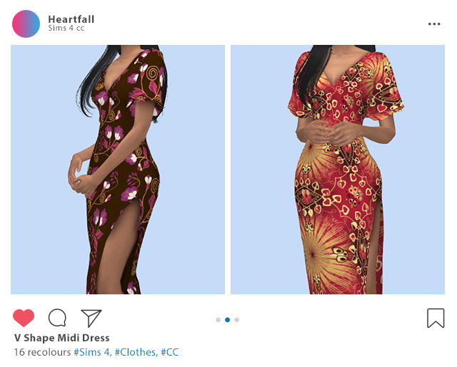 Sims 4 V shape midi dress at Heartfall