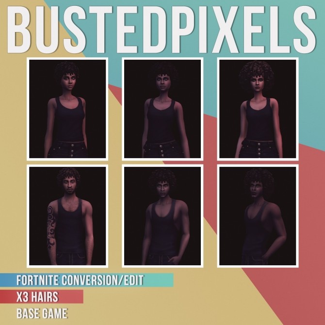 Sims 4 Fortnite Conversion/Edit 3 Hairs at Busted Pixels