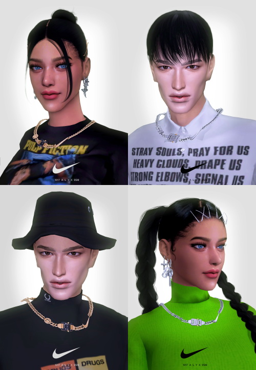 Sims 4 ALYX studio chain necklace & Bold charm earrings at Kiro