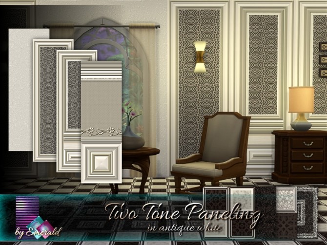 Sims 4 Two Tone Paneling in antique white by emerald at TSR