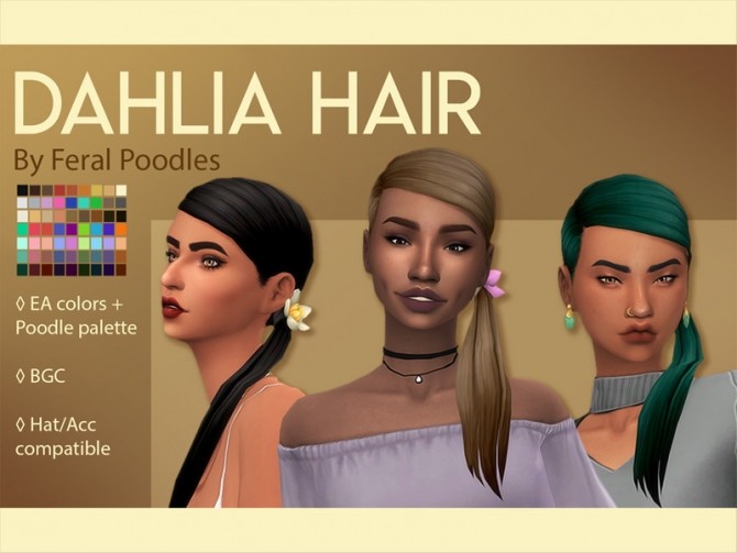 Sims 4 Dahlia Hair by feralpoodles at TSR