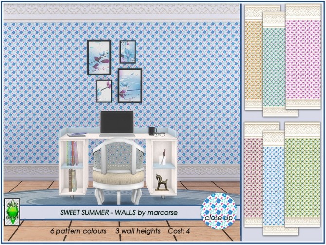 Sims 4 Sweet Summer Walls by marcorse at TSR