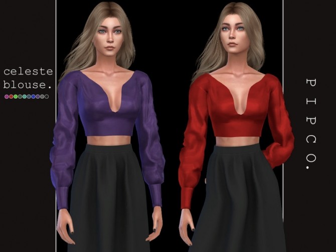 Sims 4 Celeste blouse (cropped) by Pipco at TSR
