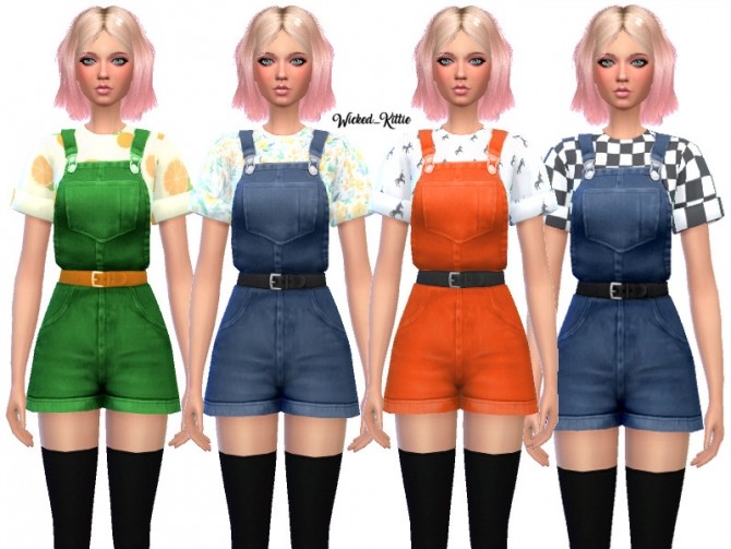 Sims 4 Willow Overalls by Wicked Kittie at TSR