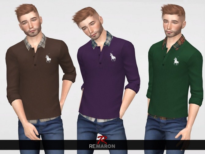 Sims 4 Shirt Rolled Sleeve for Men by remaron at TSR