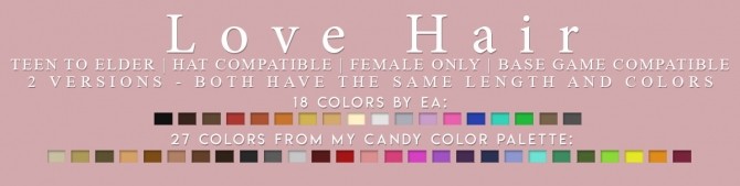 Sims 4 LOVE HAIR + OMBRE ACC at Candy Sims 4