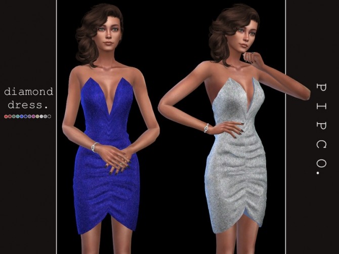 Sims 4 Diamond sparkly stylish dress by Pipco at TSR
