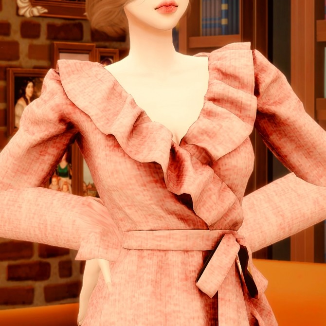 Sims 4 Floral Frill Rap dress at RIMINGs