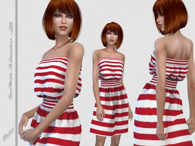 Sims 4 Strapless Dress by pizazz at TSR