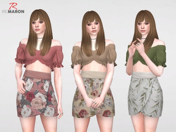 Sims 4 Floral Skirt for Women 04 by remaron at TSR