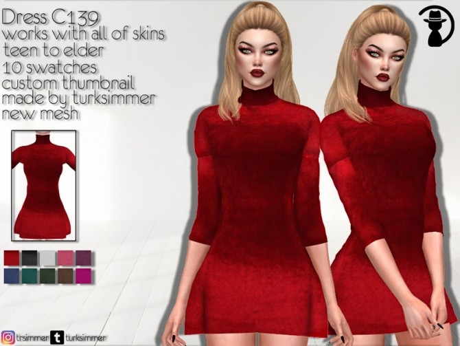 Sims 4 Dress C139 by turksimmer at TSR