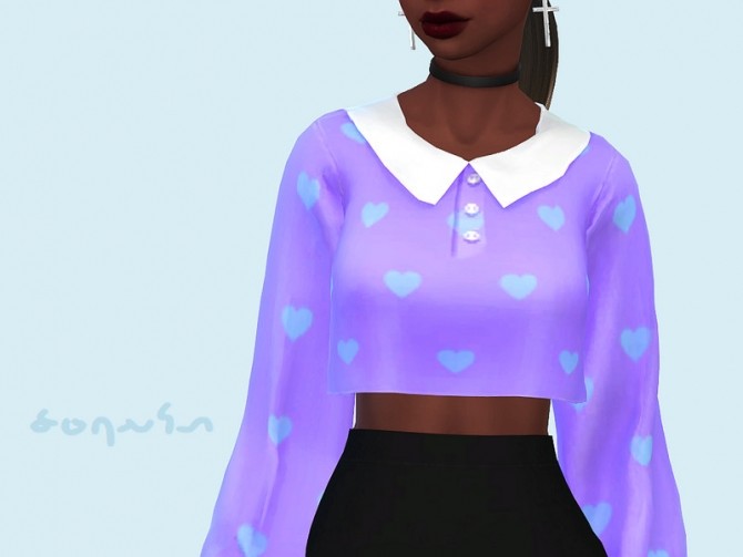 Sims 4 Collared Crop Top by Saruin at TSR