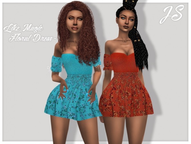 Sims 4 Like Magic Floral Dress by JavaSims at TSR