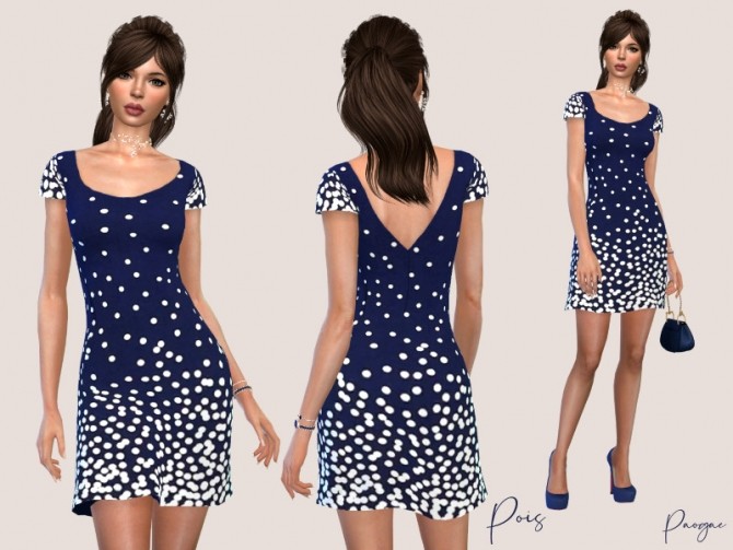Sims 4 Pois timeless polka dot short dress by Paogae at TSR