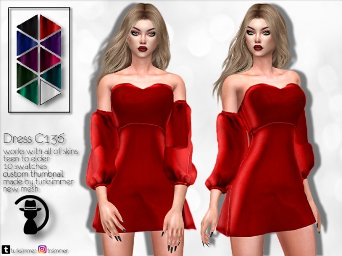 Sims 4 Dress C136 by turksimmer at TSR