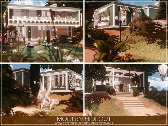 Sims 4 Modern Hideout house by MychQQQ at TSR