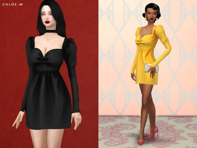 Sims 4 Vintage Dress by ChloeM at TSR