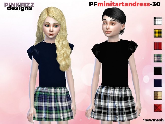 Sims 4 Mini Tartan Dress PF30 by Pinkfizzzzz at TSR