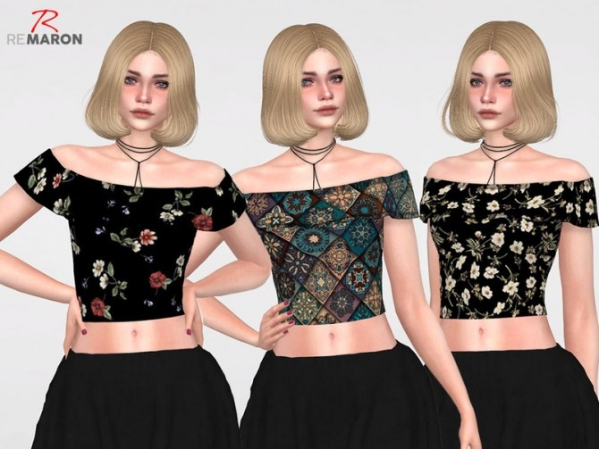 Sims 4 Romantic Cropped Floral for Women 01 by remaron at TSR
