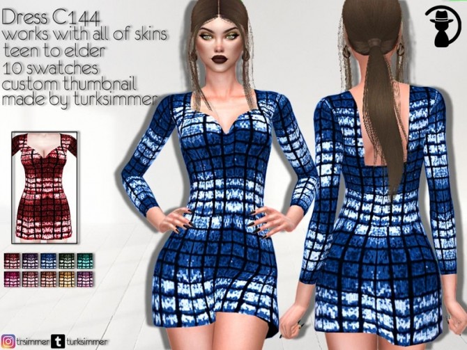 Sims 4 Dress C144 by turksimmer at TSR